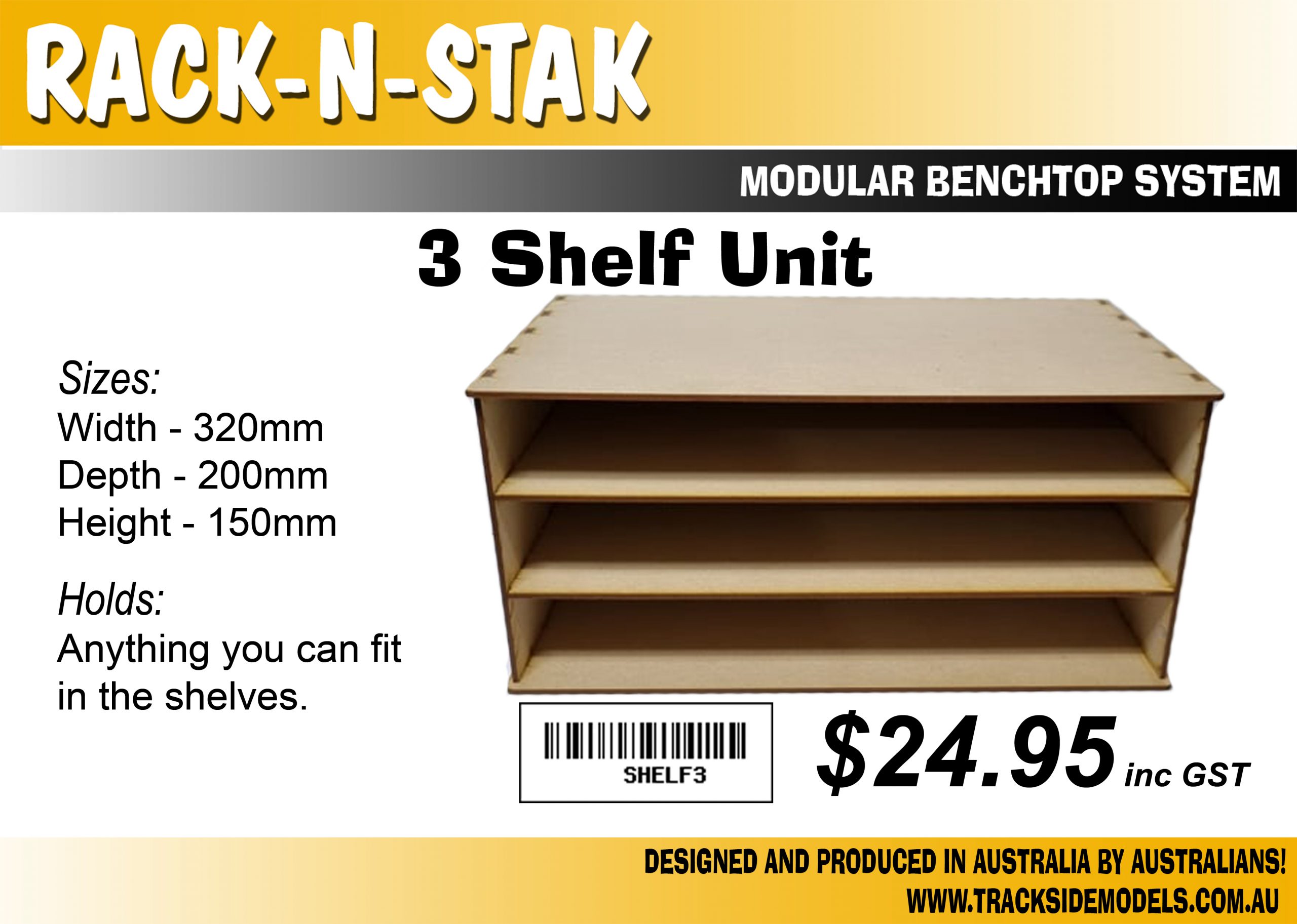 Rack N Stak - 3 Shelf Unit - SHELF3